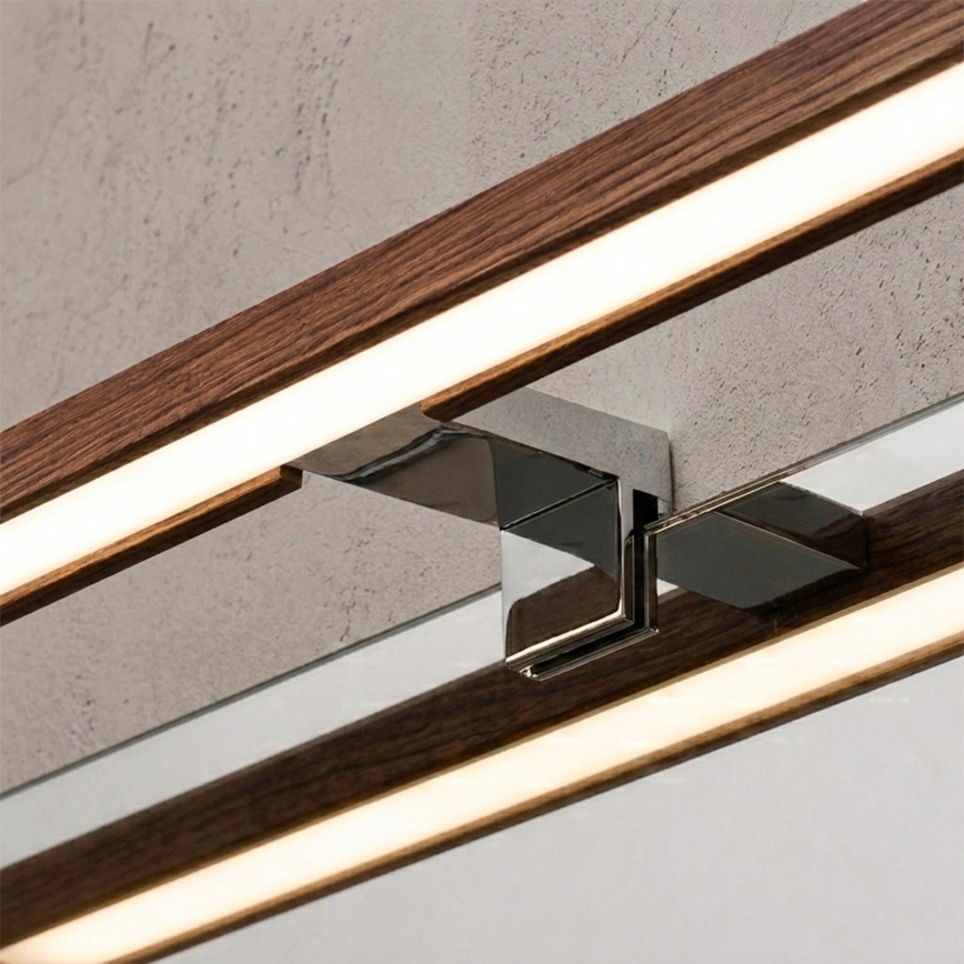 Brilagi - LED spejlbelysning til badeværelse 3-i-1 WOODY MIRROR LED/12W/230V 60 cm IP44 blank krom/eg kirsebær