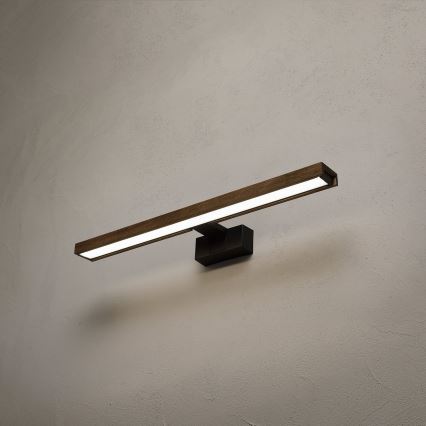 Brilagi - LED badeværelsesbelysning til spejl 3-i-1 WOODY MIRROR LED/12W/230V IP44 sort/eg valnød