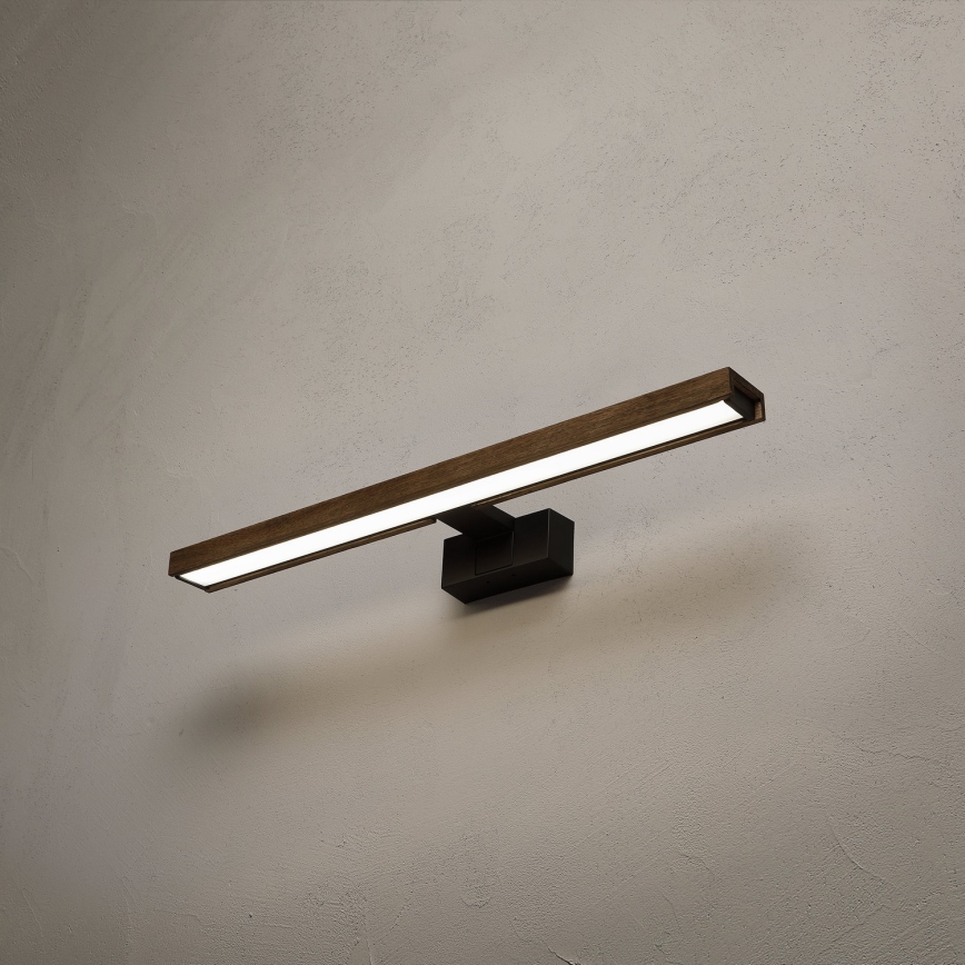 Brilagi - LED badeværelsesbelysning til spejl 3-i-1 WOODY MIRROR LED/12W/230V IP44 sort/eg valnød