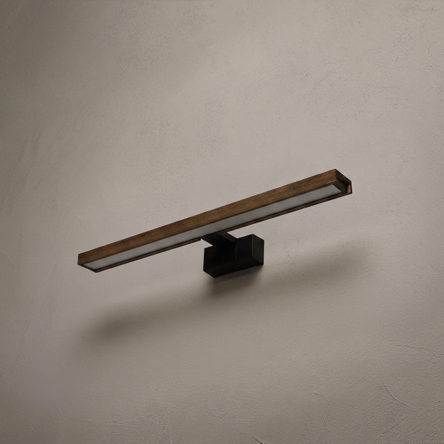 Brilagi - LED badeværelsesbelysning til spejl 3-i-1 WOODY MIRROR LED/12W/230V IP44 sort/eg valnød
