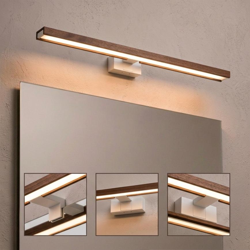 Brilagi - LED badeværelses-spejlbelysning 3-i-1 WOODY MIRROR LED/15W/230V 80 cm IP44 hvid/eg-kirsebær