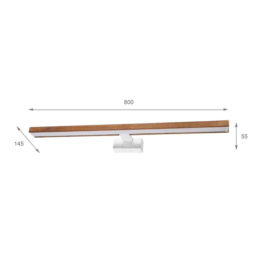 Brilagi - LED badeværelses-spejlbelysning 3-i-1 WOODY MIRROR LED/15W/230V 80 cm IP44 hvid/eg-kirsebær