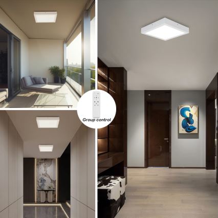 Brilagi - LED loftlampe til badeværelse dæmpbar FRAME SMART LED/24W/230V 30x30 cm 3000-6000K IP44 hvid + fjernbetjening