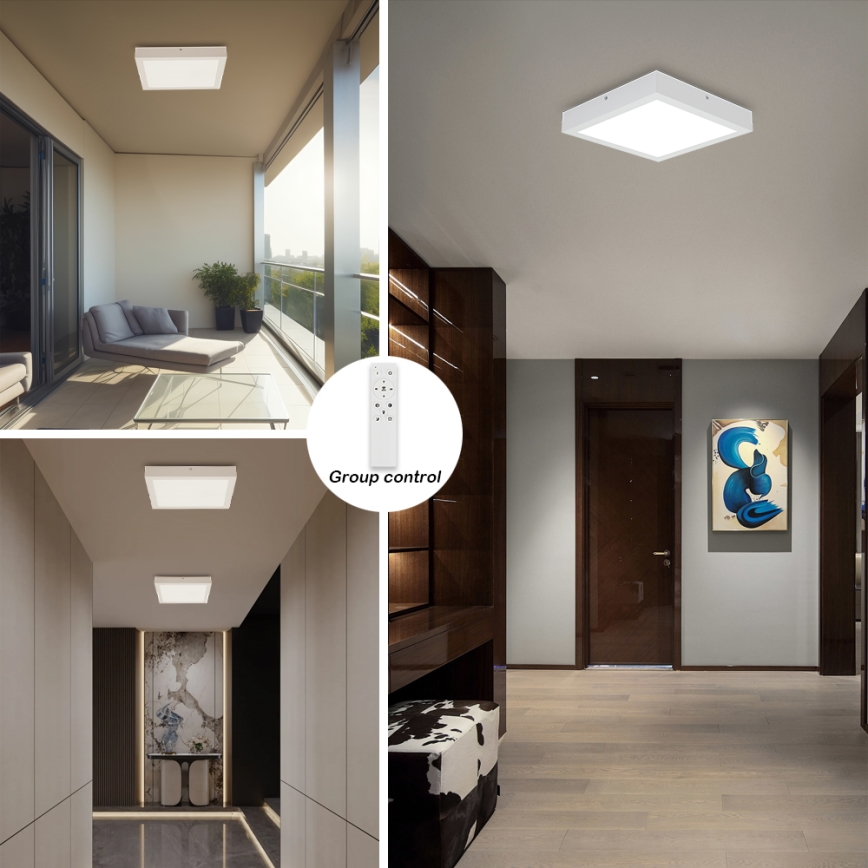 Brilagi - LED loftlampe til badeværelse dæmpbar FRAME SMART LED/24W/230V 30x30 cm 3000-6000K IP44 hvid + fjernbetjening