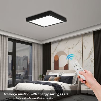Brilagi - LED loftlampe til badeværelse dæmpbar FRAME SMART LED/24W/230V 30x30 cm 3000-6000K IP44 sort + fjernbetjening
