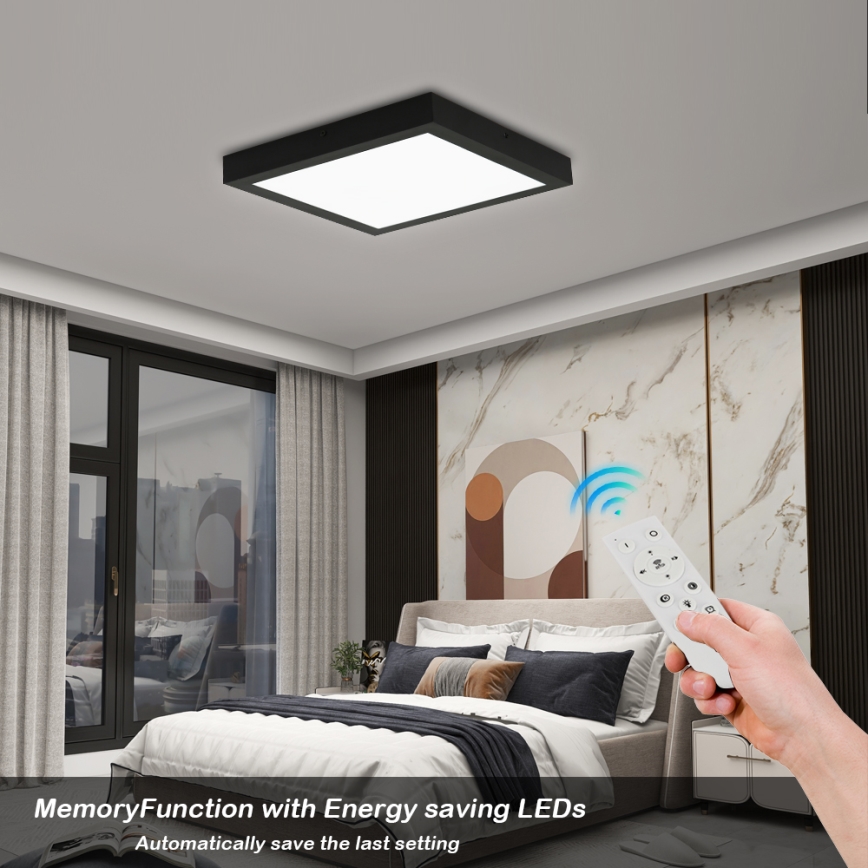 Brilagi - LED loftlampe til badeværelse dæmpbar FRAME SMART LED/24W/230V 30x30 cm 3000-6000K IP44 sort + fjernbetjening