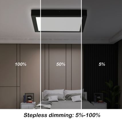 Brilagi - LED loftlampe til badeværelse dæmpbar FRAME SMART LED/24W/230V 30x30 cm 3000-6000K IP44 sort + fjernbetjening