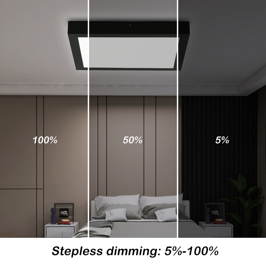 Brilagi - LED loftlampe til badeværelse dæmpbar FRAME SMART LED/24W/230V 30x30 cm 3000-6000K IP44 sort + fjernbetjening