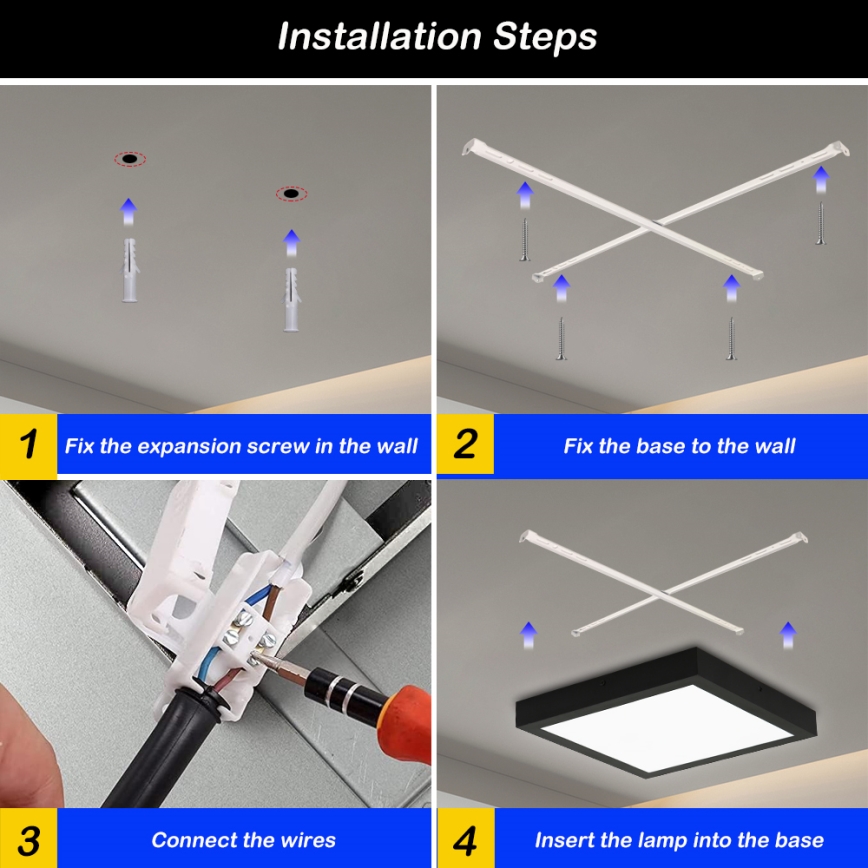 Brilagi - LED loftlampe til badeværelse dæmpbar FRAME SMART LED/24W/230V 30x30 cm 3000-6000K IP44 sort + fjernbetjening