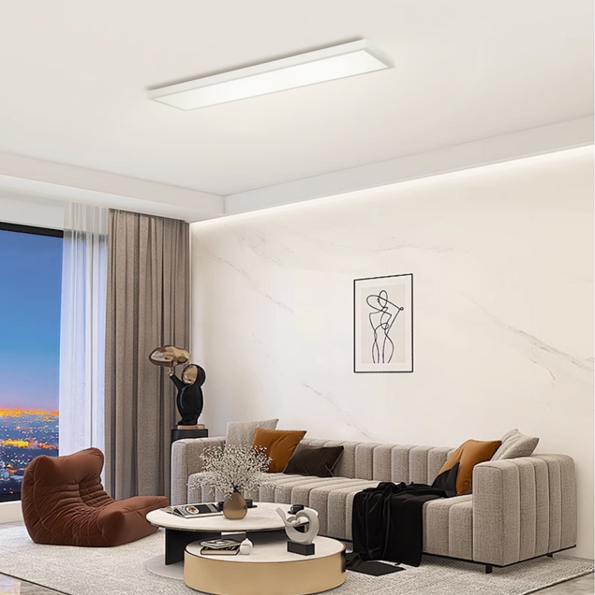 Brilagi - LED loftlampe til badeværelse dæmpbar FRAME SMART LED/50W/230V 120x30 cm 3000-6000K IP44 sølvfarvet + fjernbetjening