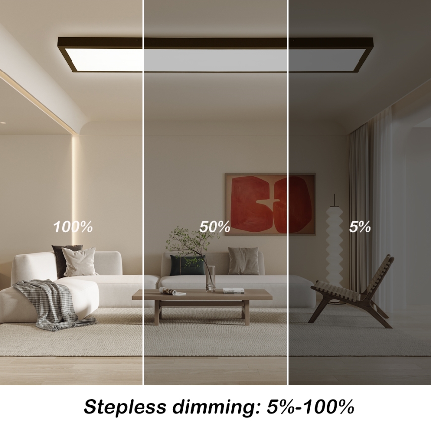 Brilagi - LED loftlampe til badeværelse dæmpbar FRAME SMART LED/50W/230V 30x120 cm 3000-6000K IP44 sort + fjernbetjening