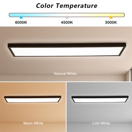Brilagi - LED loftlampe til badeværelse dæmpbar FRAME SMART LED/50W/230V 30x120 cm 3000-6000K IP44 sort + fjernbetjening
