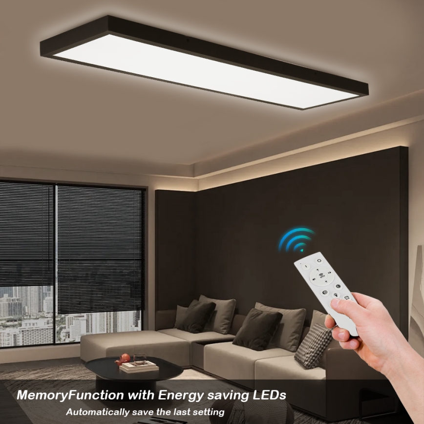 Brilagi - LED loftlampe til badeværelse dæmpbar FRAME SMART LED/50W/230V 30x120 cm 3000-6000K IP44 sort + fjernbetjening