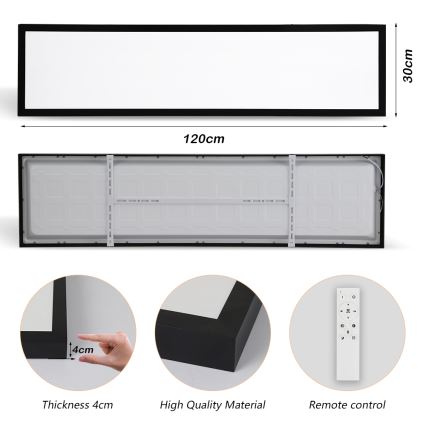 Brilagi - LED loftlampe til badeværelse dæmpbar FRAME SMART LED/50W/230V 30x120 cm 3000-6000K IP44 sort + fjernbetjening