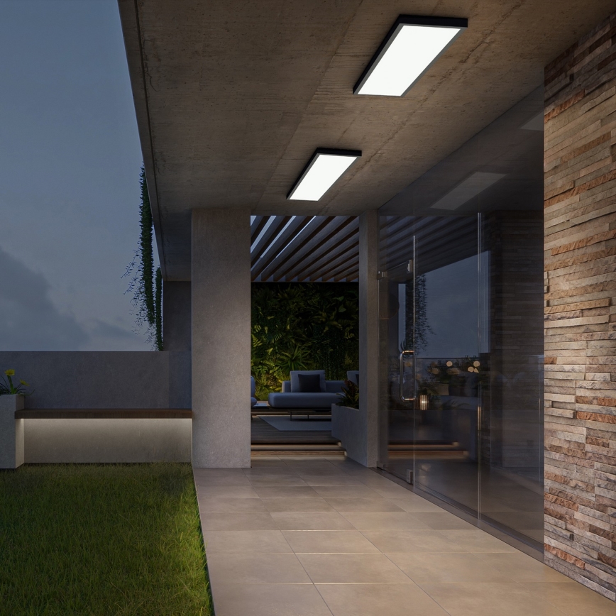 Brilagi - LED loftlampe til badeværelse dæmpbar FRAME SMART LED/50W/230V 30x120 cm 3000-6000K IP44 sort + fjernbetjening