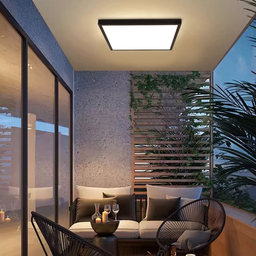 Brilagi - LED loftlampe til badeværelse dæmpbar FRAME SMART LED/50W/230V 60x60 cm 3000-6000K IP44 sort + fjernbetjening