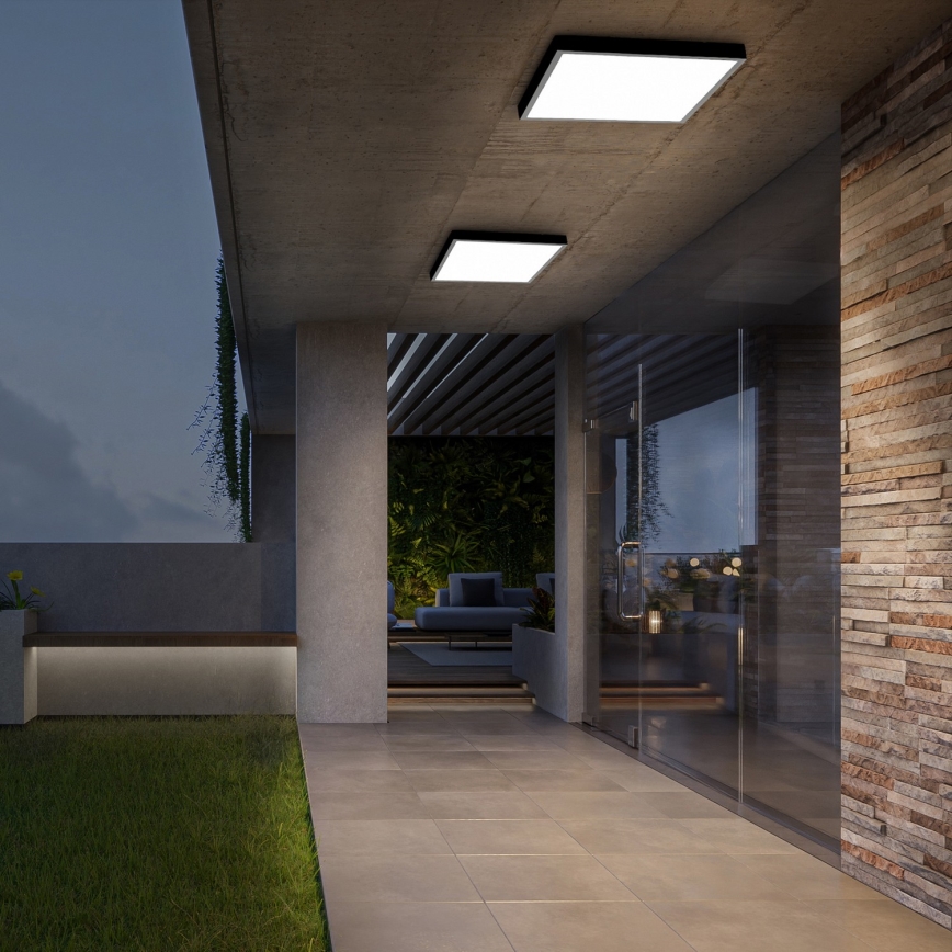 Brilagi - LED loftlampe til badeværelse dæmpbar FRAME SMART LED/50W/230V 60x60 cm 3000-6000K IP44 sort + fjernbetjening