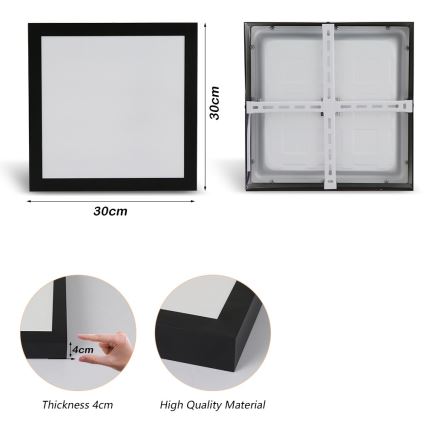 Brilagi - LED loftlampe til badeværelse FRAME LED/24W/230V 30x30 cm 3000/4000/6000K IP44 sort