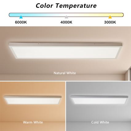 Brilagi - LED loftlampe til badeværelse FRAME LED/50W/230V 30x120 cm 3000/4000/6000K IP44 hvid