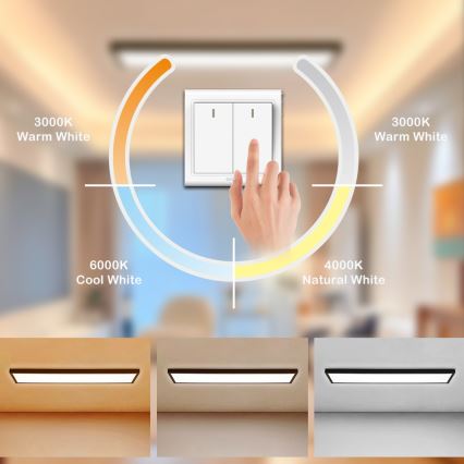 Brilagi - LED loftlampe til badeværelse FRAME LED/50W/230V 30x120 cm 3000/4000/6000K IP44 sort