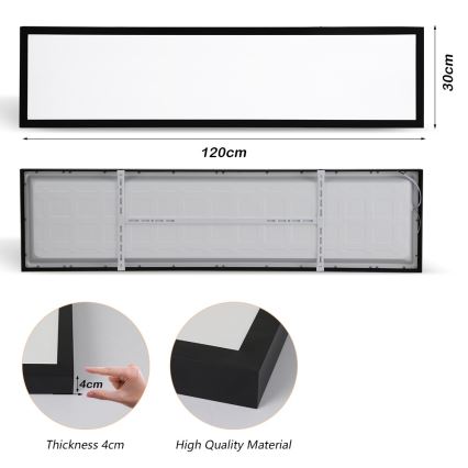 Brilagi - LED loftlampe til badeværelse FRAME LED/50W/230V 30x120 cm 3000/4000/6000K IP44 sort