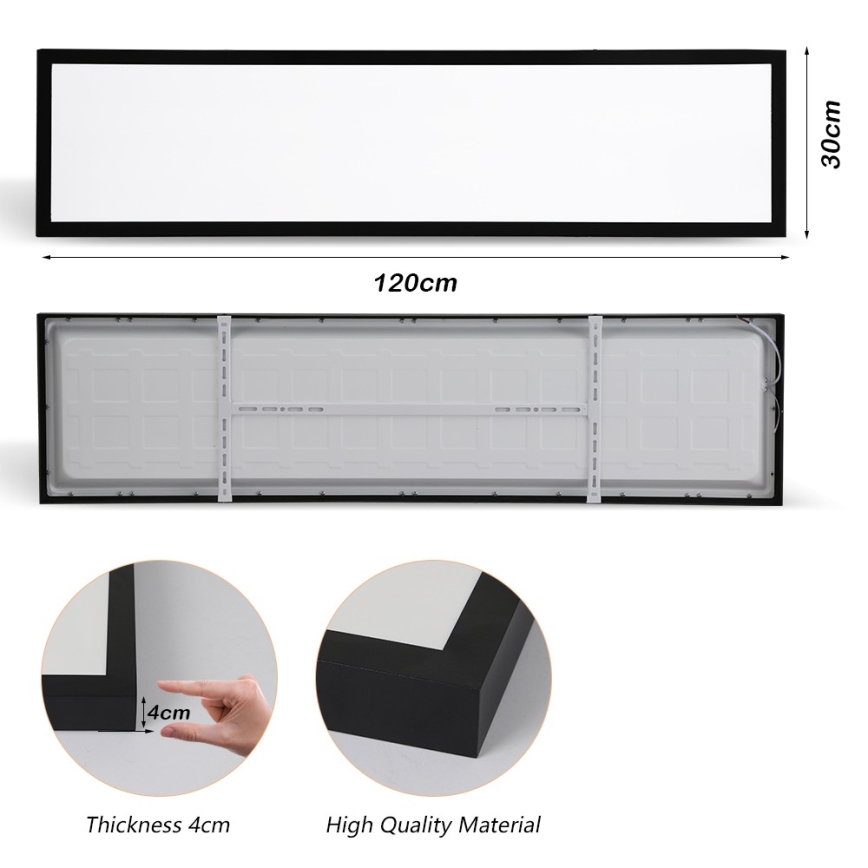 Brilagi - LED loftlampe til badeværelse FRAME LED/50W/230V 30x120 cm 3000/4000/6000K IP44 sort