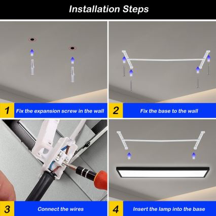 Brilagi - LED loftlampe til badeværelse FRAME LED/50W/230V 30x120 cm 3000/4000/6000K IP44 sort