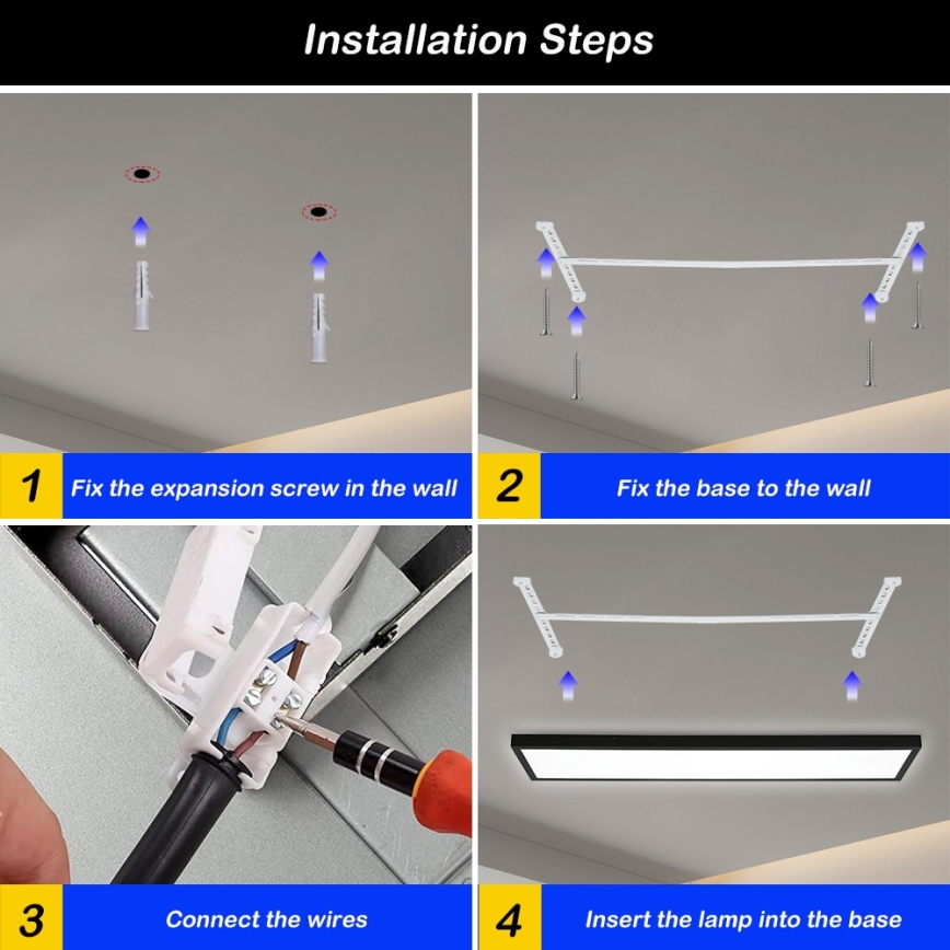 Brilagi - LED loftlampe til badeværelse FRAME LED/50W/230V 30x120 cm 3000/4000/6000K IP44 sort