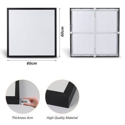 Brilagi - LED loftlampe til badeværelse FRAME LED/50W/230V 60x60 cm 3000/4000/6000K IP44 sort
