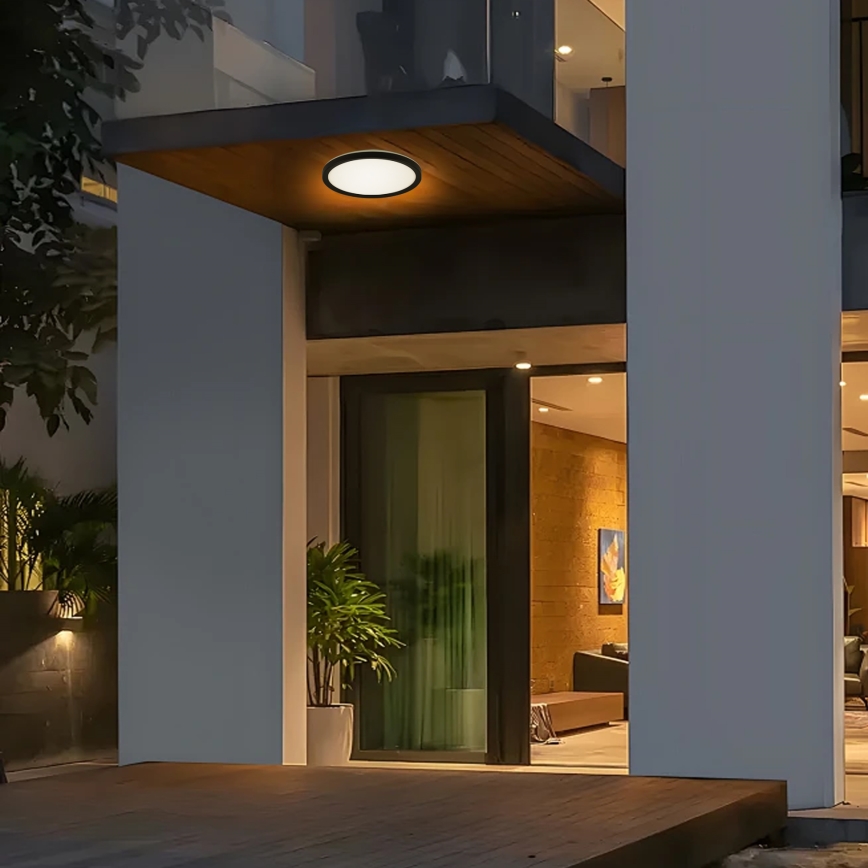Brilagi - LED loftlampe til badeværelse ULTRA SLIM LED/12W/230V diameter 22,5 cm sort IP54