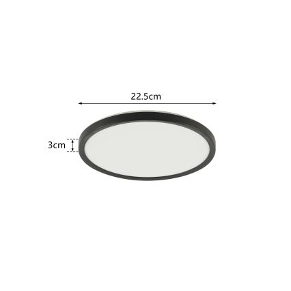 Brilagi - LED loftlampe til badeværelse ULTRA SLIM LED/12W/230V diameter 22,5 cm sort IP54