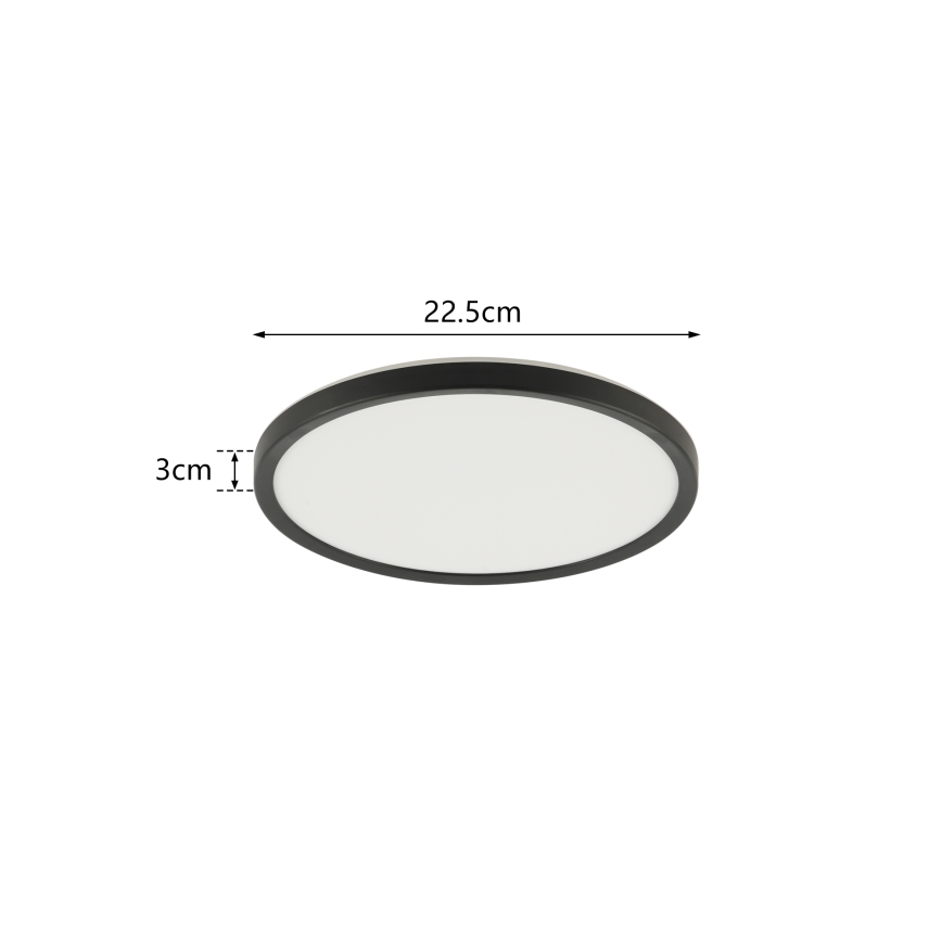 Brilagi - LED loftlampe til badeværelse ULTRA SLIM LED/12W/230V diameter 22,5 cm sort IP54