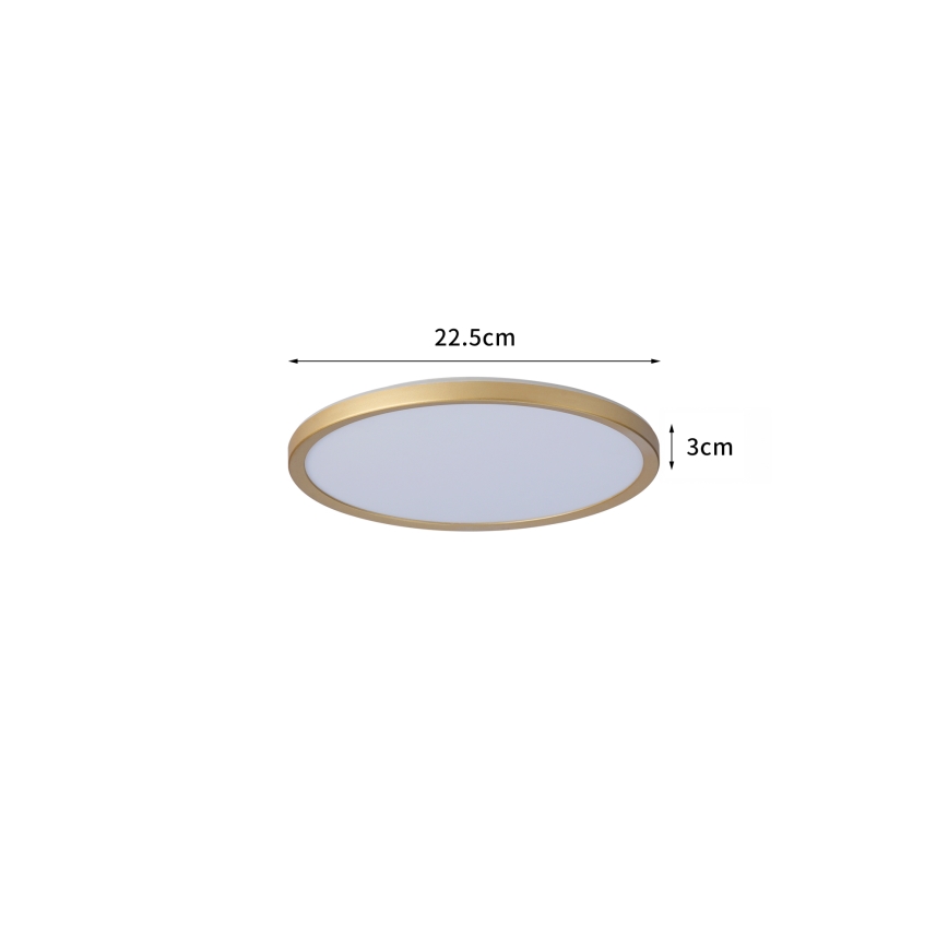 Brilagi - LED badeværelsesloftlampe ULTRA SLIM LED/12W/230V Ø 22,5 cm guld IP54