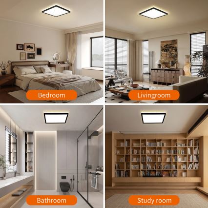 Brilagi - LED loftlampe til badeværelse ULTRA SLIM LED/18W/230V 30x30 cm sort IP54