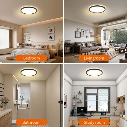Brilagi - LED loftlampe til badeværelse ULTRA SLIM LED/18W/230V diameter 30 cm sort IP54