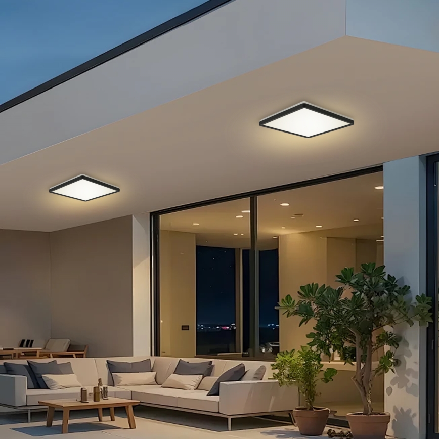Brilagi - LED loftlampe til badeværelse ULTRA SLIM LED/24W/230V 42x42 cm sort IP54
