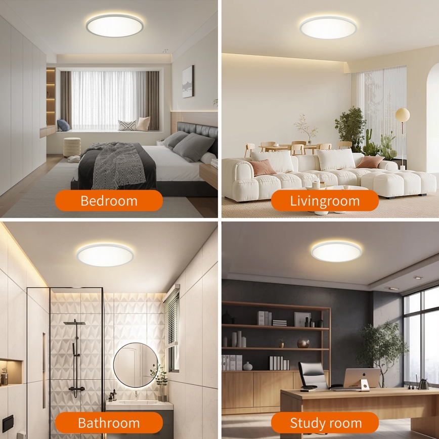 Brilagi - LED loftlampe til badeværelse ULTRA SLIM LED/24W/230V diameter 42 cm hvid IP54