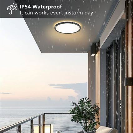 Brilagi - LED loftlampe til badeværelse ULTRA SLIM LED/24W/230V diameter 42 cm sort IP54