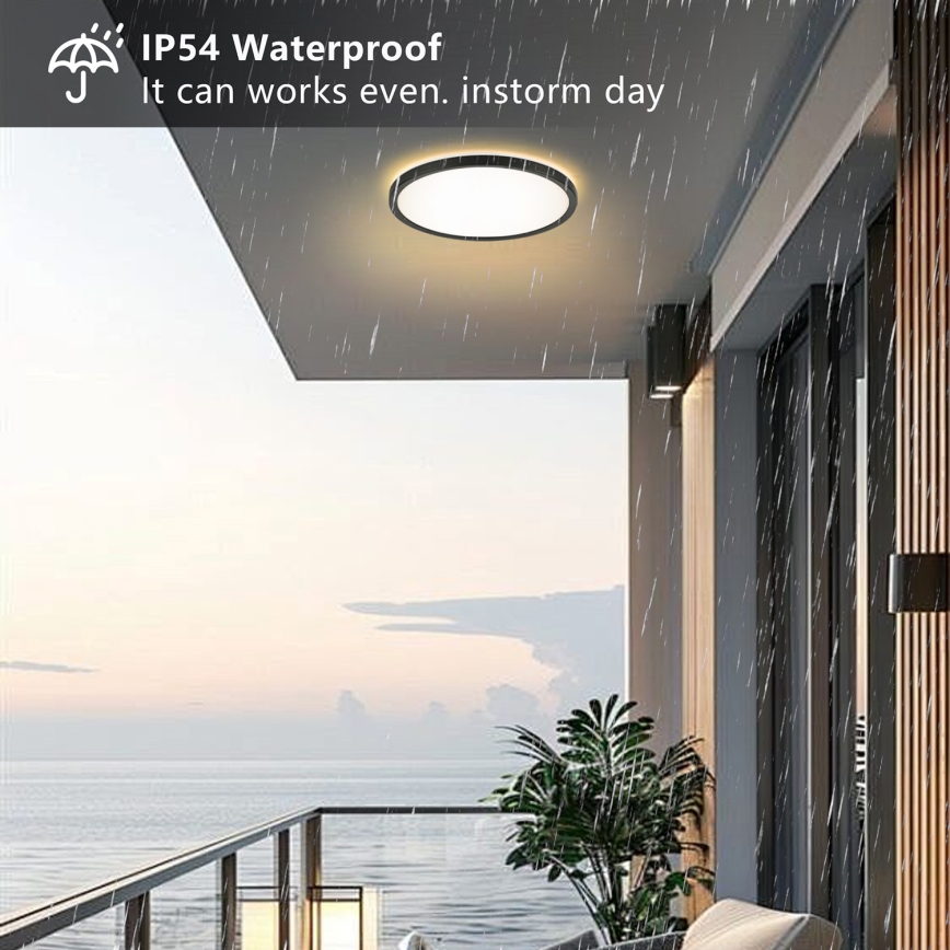Brilagi - LED loftlampe til badeværelse ULTRA SLIM LED/24W/230V diameter 42 cm sort IP54