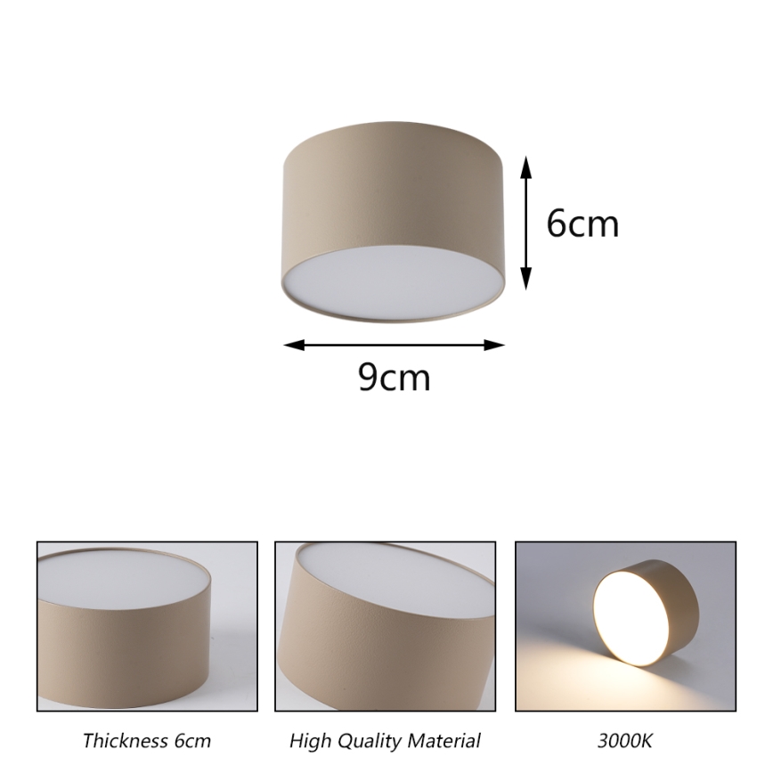 Brilagi - LED badeværelsesloftlampe FORIS LED/9W/230V Ø 9 cm beige IP44 CRI 90