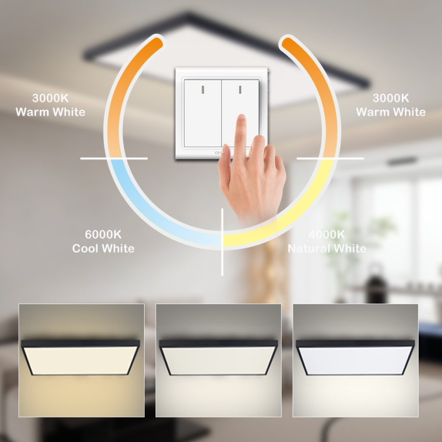 Brilagi - LED loftlampe til badeværelset FRAME LED/96W/230V 120x60 cm 3000/4000/6000K IP44 sort
