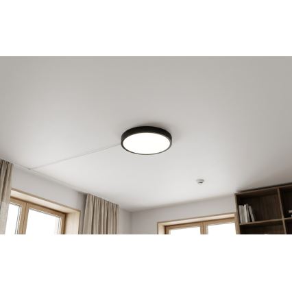 BRILAGI - LED badeværelsesloftlampe med sensor ZENNA LED/18W/230V Ø 29,5 cm IP44 sort + fjernbetjening