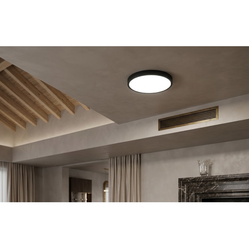 BRILAGI - LED badeværelsesloftlampe med sensor ZENNA LED/18W/230V Ø 29,5 cm IP44 sort + fjernbetjening