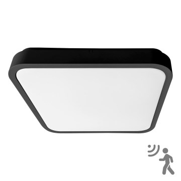 BRILAGI - LED badeværelsesloftlampe med sensor ZENNA LED/36W/230V 41,5x41,5 cm IP44 sort + fjernbetjening