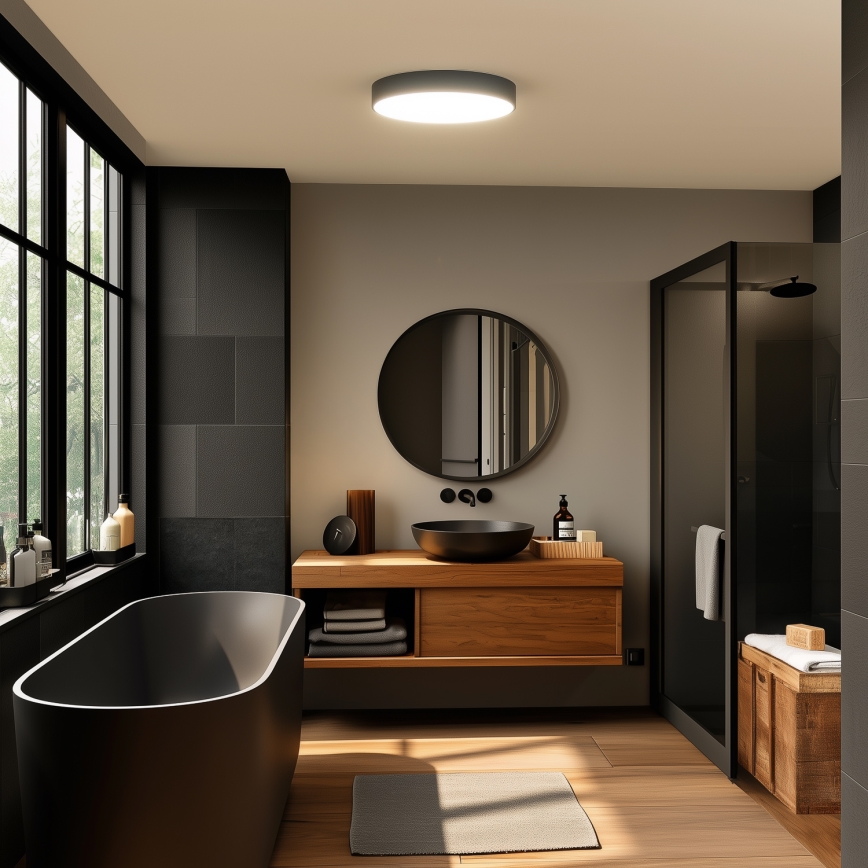 Brilagi - POOL LED loftlampe til badeværelse, 36 W, 230 V, 3000/4000/5500 K, Ø 40 cm, IP54, sort