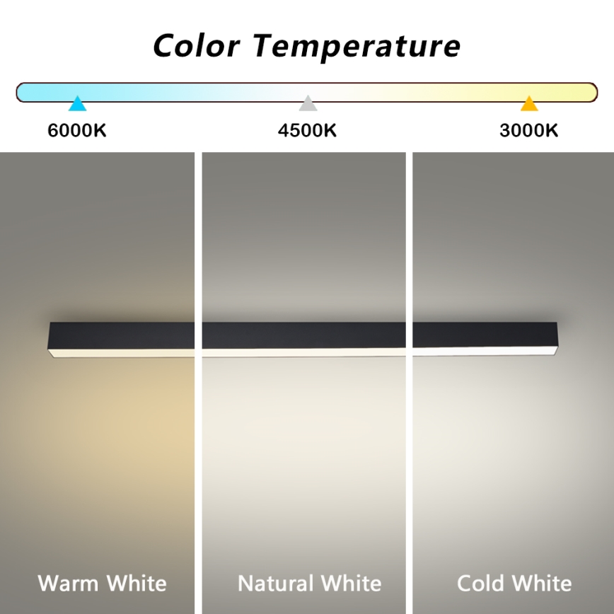 Brilagi - SLEEKLINE LED-loftlampe til badeværelse, 40W, 230V, 3000/4500/6000K, sort, IP44