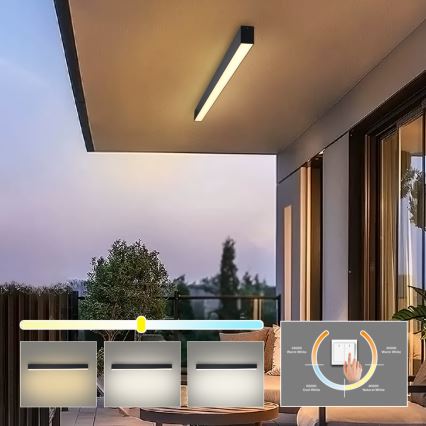 Brilagi - SLEEKLINE LED-loftlampe til badeværelse, 40W, 230V, 3000/4500/6000K, sort, IP44