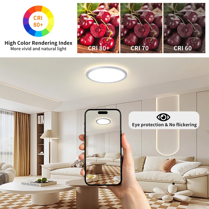 Brilagi - LED-loftlampe til badeværelse ULTRA SLIM LED/18W/230V Ø 30 cm sølv IP54