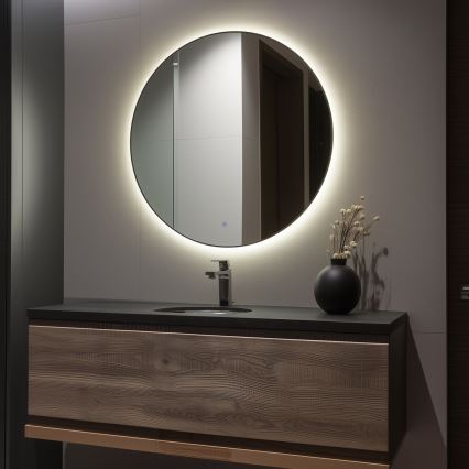 Brilagi - LED-badeværelsesspejl VENA BLACK LED/32W/230V Ø 100 cm IP44 CRI 90, dæmpbart + CCT