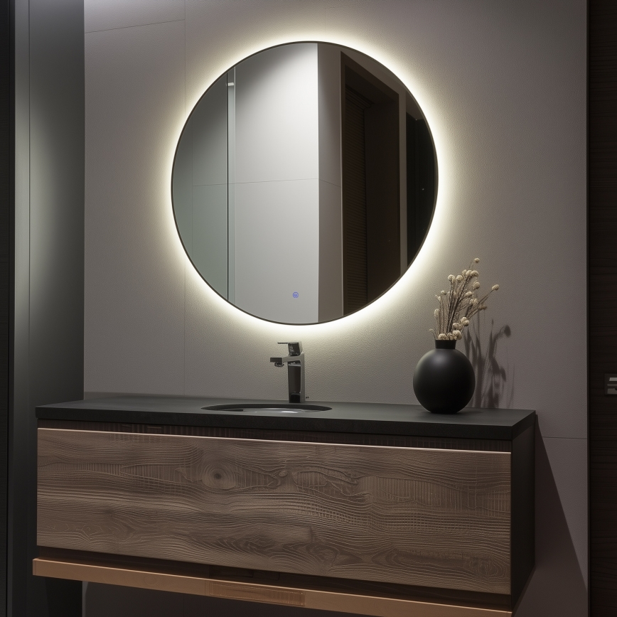 Brilagi - LED-badeværelsesspejl VENA BLACK LED/32W/230V Ø 100 cm IP44 CRI 90, dæmpbart + CCT
